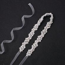 1pc Silver Rhinestone Wedding Belt, Gold Crystal Waist Belt, Bridal Sewing Accessory - A - View 2