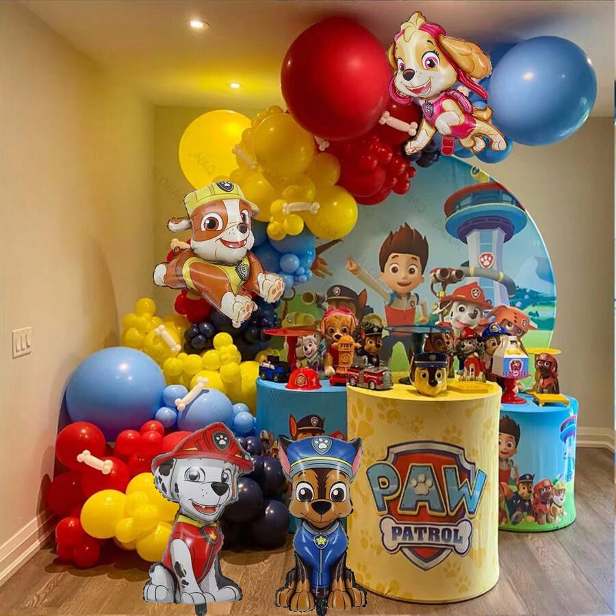140pcs Theme Foil Balloons (Including Chase, Skye, Rubble Etc.), Birthday Party Decorations, Photography Props, Home Decor - View 1