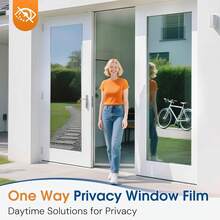 1Roll One Way Privacy Window Film With Tool Window Tint For Home Film See Out Not In Heat Control Sun Blocking Mirror Reflective Anti UV Covering For Home Office - Black and Silver - View 5