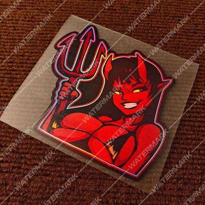 1pc Demon & Beauty Sexy Creative Theme - Laser Holographic Vinyl Sticker, Suitable For Motorcycle, Car, Truck, Laptop, Vehicle Body, Window, Fuel Tank, Multi-Purpose Decal