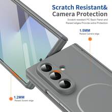 VIETAO Funda de teléfono compatible con Samsung Galaxy Z Fold 7 6 5 4 con protector de pantalla de cristal templado, carga inalámbrica magnética y cubierta completa - Gris - Ver 8
