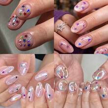 Decoración de uñas con estrellas brillantes, Purpurina con forma de estrella de cinco puntas, Pegatinas de gel ultradelgadas y sencillas, Decoraciones de arte de uñas populares en línea, Pegatinas de uñas ultradelgadas con láser - Multicolor - Ver 3