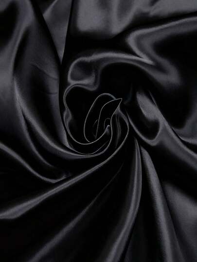 1pc Black Silky Soft Satin Fabric, Suitable For Dresses, Skirts, Sewing, Cheongsam, Gift Packaging, Hair Accessories, Shirts, DIY Crafts