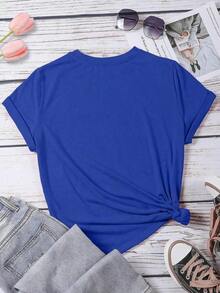 Graphic Women T‑Shirts,Women'S Pink Lobster And Blue Striped T-Shirt | White Casual Summer Beach Wear, Vertical Stripes And Wave Print, Pink Lobster Design, Short Sleeve Round Neck Top, Suitable For Vacation, Pool Party, And Daily Wear,Summer Clothes, Beach Women T-Shirts,Women's Oversized Fun Graphic T-Shirt.Ideal As A Basic Garment; Made From Soft Fabric With Excellent Drape. - Màu xanh lam - Xem 2