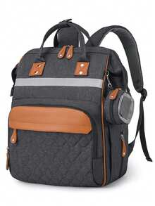 Diaper Bags With Changing Station, Waterproof Diaper Bag Backpack For Moms Dads With USB Charging Port, Shower Gifts, Large Capacity Diaper Backpack, Grey/Black/Blue - 黑色 - 查看 12