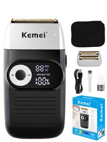 Kemei Máy cạo râu điện dành cho nam, máy cạo râu điện đa chức năng với tông đơ bật lên, thích hợp để tỉa tóc và râu, có thể sạc lại và mang theo dễ dàng, món quà tuyệt vời dành cho nam giới. - màu đen - Xem 2