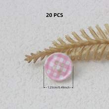 20/40/50 PCS, 1.2cm/1.25cm Round/Heart Grid Print 4-Hole Buttons, Suitable For Clothing Accessories, Dresses, Jackets, Shirts, Sweaters DIY, Dolls, Phone Cases Decoration - Checkered Print - View 12
