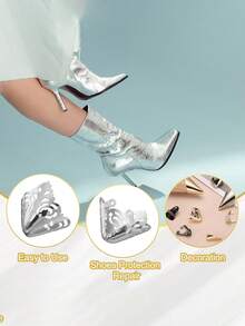 Metall-Anti-Kick-Zehenschutz, entwickelt zum Schutz von High Heels vor Beschädigungen, robuste Zehenschutzabdeckung, elegant, geeignet für die Reparatur, Dekoration und den Schutz von Damen-High-Heels, tragbare dekorative Schuh-Zehenabdeckung, langanhaltend und modisch, perfekt für High Heels, Stiefel und High Heels, Schuhdekoration, Schutz und Reparatur, Ostergeschenk, Muttertagsgeschenk, Unabhängigkeitstagsgeschenk, Reiseessenzial, Partygeschenk, Hochzeitsgeschenk - Verschiedenfarbig - Übersicht 2