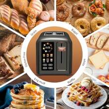 Toaster 2 Slice Touch Control Stainless Toaster LCD Display 50% Faster Heating Speed 1.4'' Wide Slots More Timer Functions Removable Crumb Tray 1350W Dark Metallic - Todo gris - Ver 5