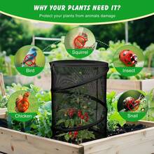 Pop-Up Plant Cover, Insect Barrier Net, Garden Plant Protection Cover, Mini Greenhouse Plant Protection Cage With Stand, Suitable For Outdoor Garden Plants - One Size Fits All - View 6