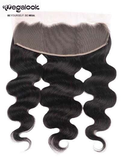 MEGALOOK Body Wave 13x4 Lace Frontal Closure Natural Color Transparent Lace 100% Human Hair Ear To Ear Lace Frontal Closure Free Part