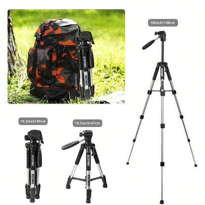 187.96cm Professional Aluminum Camera Tripod With Quick Release Plate And Phone Holder, Durable Stand For DSLR, Projector, Webcam, Includes Carrying Bag
