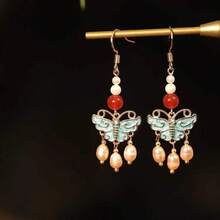 Women Jewelry Sets - Peacock Blue Butterfly Ear Clips - View 6