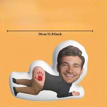 定制照片手印抱枕 - 趣味搞怪礼物，逼真3D打印人脸设计，柔软毛绒面料，个性化礼物，可水洗，可爱，心形，柔软定制，个性化，送给男朋友的理想礼物，送给女朋友的理想礼物，生日礼物，周年纪念礼物，沙发装饰抱枕，万圣节主题，经久耐用 - 上傳圖片客製化抱枕 - 查看 3