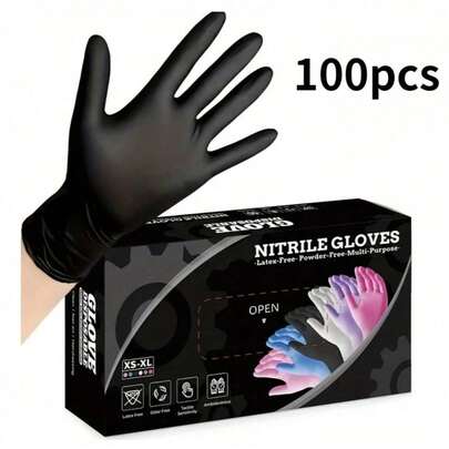 100/50/2 piezas Guantes desechables sin látex, aptos para cocinar, limpiar, uso doméstico, cuidado de mascotas, tratamientos de belleza. Guantes de nitrilo rosa, sin polvo, de un solo uso, sin látex.
