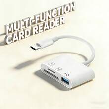3-In-1 Multi-Function Card Reader - SD/TF/USB Storage Card Reader, Plug And Play Adapter Compatible With IPhone 17 Pro Max/17 Pro/17 Air/17/16/15, S26/S25/S24/S23/S22/S21, Laptop Series, Portable Card Reader - White - View 1