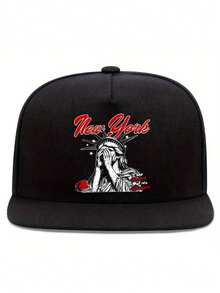 1 pezzo/2 pezzi Set di cappellino da baseball e borsa a tracolla con stampa creativa della Statua della Libertà di New York, stile streetwear alla moda per sport all'aperto, cappellino con visiera piatta regolabile e borsa a spalla, regalo per amici e anniversari - Multicolore - Visualizzare 4