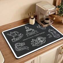 1 tấm lót máy pha cà phê, tấm lót đĩa trên mặt bàn, thảm ăn nhà bếp, đế lót ly in hình cà phê, tấm thoát nước, thích hợp cho nhà bếp và quầy cà phê. - Nhiều màu - Xem 9