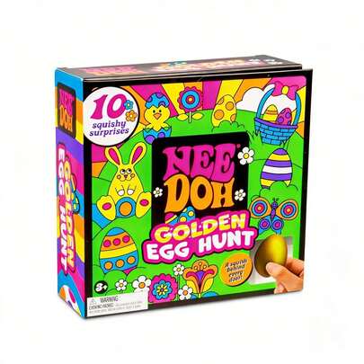 Teenie Sparkle Hearts - Nee Doh Golden Egg Hunt, 10 Squishy Surprises Sensory Fidget Squishy Toys Set, Colorful Easter-Themed Stress-Relief Squishies For Kids 3+, Ideal Birthday & Holiday Gift Box