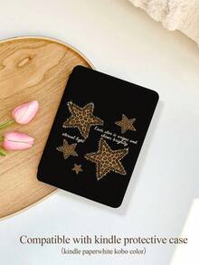 Vintage Leopard Print Star Design Protective Case Suitable For Kindle 10th, Colour, Kindle 11th, Kindle Paperwhite 5, E-Book Reader Protective Cover With Auto Wake/Sleep Function, Slim And Convenient, Perfectly Fit To Protect Your Reading Device, Romantic Gift - Multicolor - View 2