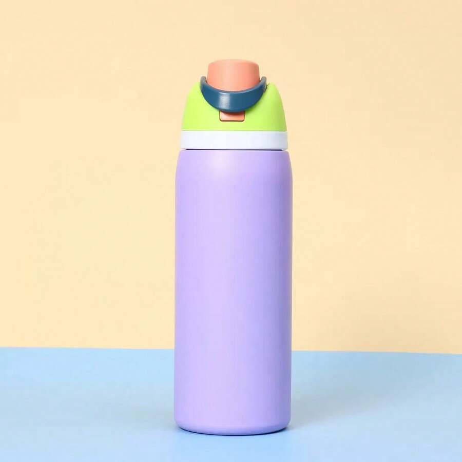 Botella de agua de acero inoxidable 800ml con pajita, de gran capacidad, adecuada para deportes al aire libre, portátil, con aislamiento al vacío, material de acero inoxidable, ideal para viajes, gran capacidad, adecuada para usar en restaurantes deportivos.