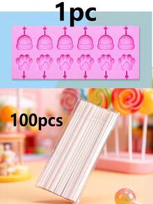 12-Cavity Pink Lollipop Mold, Silicone Gummy Bear, Paw, Flower Shaped Candy, Jelly, Pudding Mold, Easy Release Reusable Chocolate, Lollipop Baking Tool, Suitable For Valentine's Day Party, Home Decor, Housewarming Gift - View 14