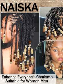 60pcs Gold Tube Beads, African Hair Jewelry, Vintage Braiding Accessories For Women And Men, Claw Clips,Summer,Holiday,Travel - Multicolor - View 7
