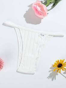 3 piezas Bragas de mujer de unicolor, cintura delgada, cómodas, tipo tanga - Multicolor - Ver 4