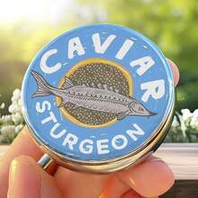 1pc Vintage Blue Round Tin Canister, Designed As A Mini 3-Compartment Storage Box. This Portable Storage Solution Is Perfect For Home Use - Baby Blue - View 4