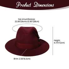 JEWELRYWE Elegant Wide-Brimmed Felt Hats For Men And Women: Soft Felt Hats With Feather Embellishments, Elegant Flat-Brimmed Fedoras - Suitable For Both Casual And Formal - Burgundy - View 3