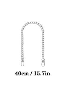 Juego de correas de cadena cubana de plata (20 cm, 39 cm, 60 cm, 80 cm, 120 cm), accesorios de correa de cadena de lujo de plata desmontable de varias longitudes, adecuado para bolso cruzado/bolso/bolso de hombro, adecuado para uso diario, fiesta, boda, regalo de vacaciones para mujeres - Plateado - Ver 9