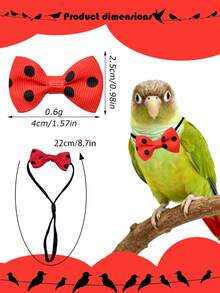 7pcs Mini Cute Limited Edition Multi-Color Polka Dot Bird Bow Ties, Elastic Adjustable Decorative Bow Ties, Parrot Decor Accessories Suitable For All Seasons, Photo Prop, Random Style Delivery - Multicolor - View 2