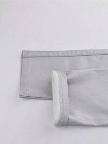 High Waist Button Slant Pocket PU Leather Elastic Skinny Pants, Casual Trousers For Music Festival, Party, Christmas, Halloween, Autumn/Winter Fall - Silver - View 10