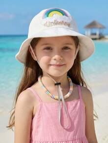 1pc Girls Fisherman Bucket Hat, Cute & Sweet For Summer, Sequin Rainbow White Sun Hat, Lightweight Spring Autumn Hat - 1PC - View 10