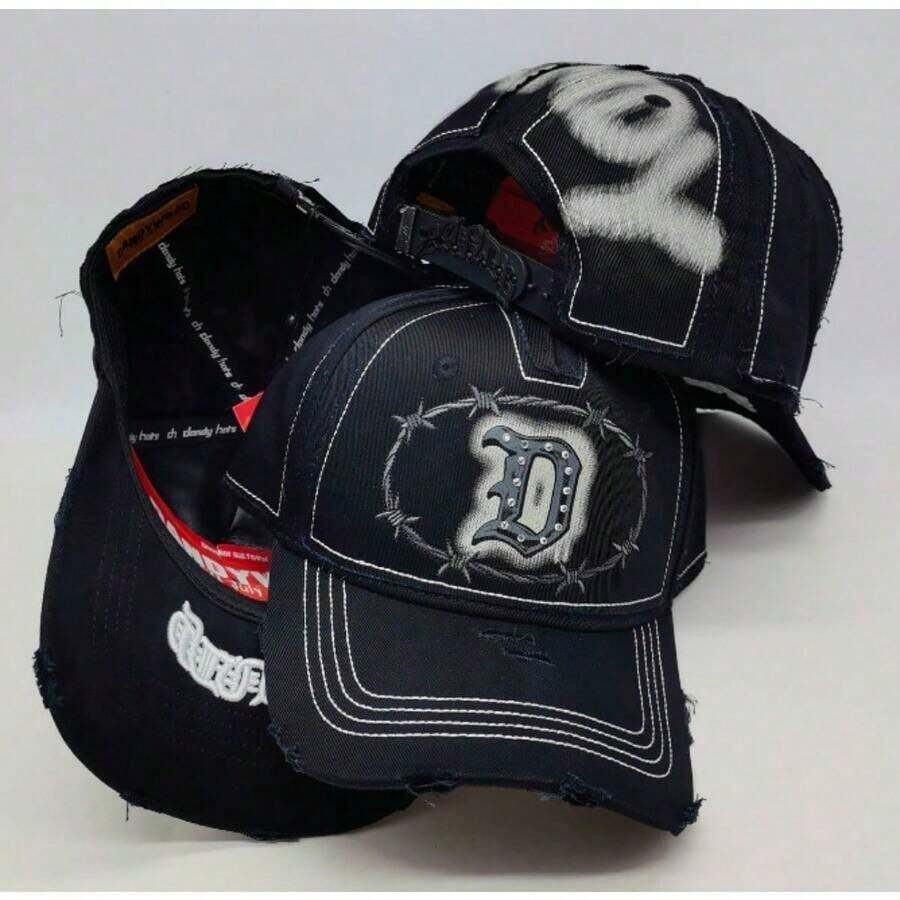 Serie de Gorras de Béisbol de Estilo Retro Desgastado de DANDY CLUB (Negro) - Negro - Ver 1