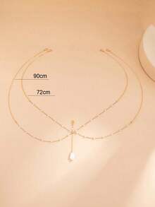 1 chiếc mặt dây chuyền ngọc trai nhiều lớp hình dáng Baroque không đều, dây đeo ngực tua rua, dây đeo bikini gợi cảm, dây đeo ngực/trang sức cơ thể đa năng, trang sức cơ thể thường ngày và ngày lễ dành cho nữ. - Vàng - Xem 5