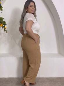 Duna Plus Size Trousers - Beige obscuro - Ver 2