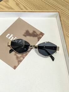 1 PC Women's Retro Geometric Fashion Glasses Lightweight Snug Fit Metal Frame Soft Tinted Lenses Suitable For Outdoor Activities With Glasses Box - Multicolor - View 5