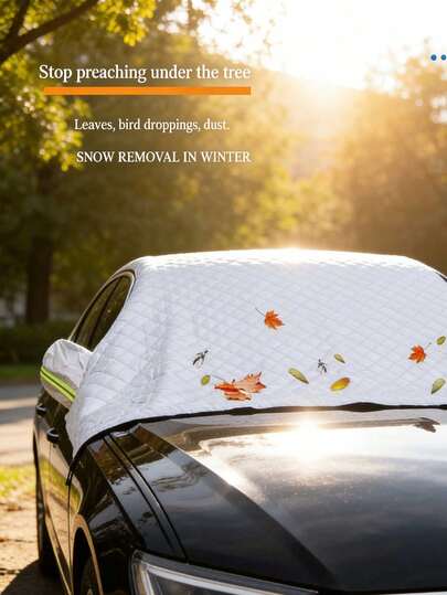 Tấm che xe hơi dùng được cả bốn mùa, che chắn kính chắn gió phía trước, ngăn ngừa sương giá, băng tuyết, nắng và mưa; bảo vệ xe bán kín. Một vật dụng cần thiết cho ô tô, vừa khít với kính chắn gió phía trước, giúp bạn không còn lo lắng về lá cây, phấn hoa hoặc nhựa cây làm tắc nghẽn hệ thống thoát nước. Dễ sử dụng, cho phép chiếc xe yêu quý của bạn di chuyển mọi lúc, mọi nơi. Tấm che nắng ô tô, chắn tuyết, tấm che xe chống sương giá, bảo vệ kính chắn gió phía trước khỏi ánh nắng mặt trời, cách nhiệt, dày dặn, sử dụng được cả bốn mùa.