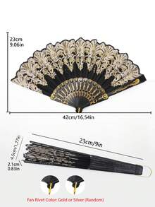 1/2 piezas Abanicos plegables grandes, adecuados para baile lineal, abanicos plegables de mano para damas, decoración de boda y fiesta al aire libre, portátiles - multicolor - Ver 12