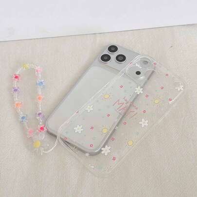 1pc Flower & Sun Pattern Bracelet + Transparent Anti-Drop Phone Case, TPU Material, Suitable As Holiday Gift, Compatible With Apple Xs/Xsmax/Xr/11 12 13 14 15 16pro/Promax/14 15 16plus/17, Unisex