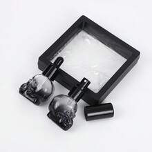 2pcs/Set Botol Pipet Kaca Tengkorak Bening/Hitam 8ml, Botol Minyak Esensial Anti Bocor, Penyimpanan Portabel - Hitam - View 1