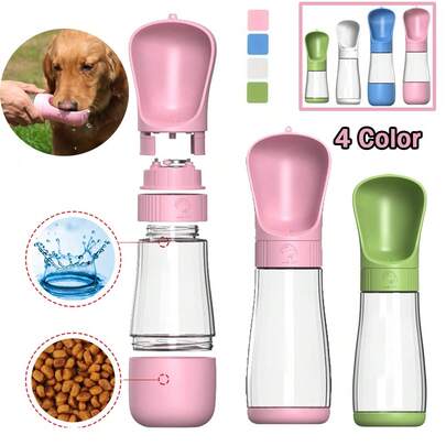 1pc Multi-Functional Pet Water Bottle With Food Container, Portable Dogs Water Cup And Bowl Dispenser,Pet Supplies Dog & Cat Water Bottle Outdoor Drinking Cup, For Running Walking And Hiking