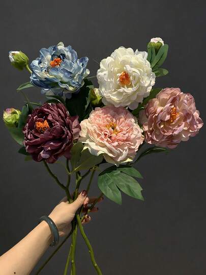 1pc High-Quality Vintage Peony Artificial Flower, Home Decor, Wedding Aisle Flower, Party Decoration