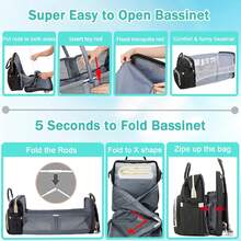 Diaper Bags With Changing Station,900D Oxford Waterproof Diaper Bag Backpack For Moms Dads ,Large Capacity  Essentials (Black/Pink/Blue)Without Toys - màu đen - Xem 8