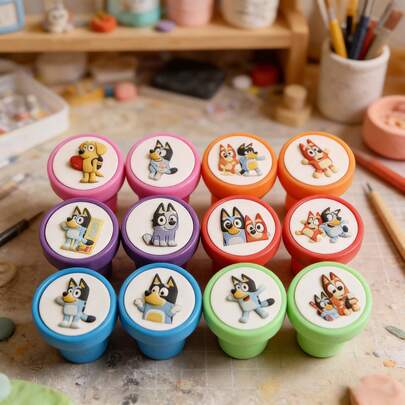  Bộ 6 con dấu hoạt hình Bluey, nhiều kiểu dáng hoạt hình dễ thương với hình Bluey và Bingo, sống động và đáng yêu, phù hợp cho trẻ em, người hâm mộ hoạt hình và người hâm mộ Bluey, có thể dùng làm quà tặng trong các bữa tiệc, quà sinh nhật, quà tặng ngày lễ, trang trí sổ lưu niệm, sổ kế hoạch, sổ tay, cốc, đồ dùng học tập và đồ thủ công DIY.