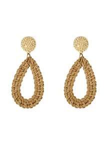 Xiacheng 1/4 pares de pendientes de ratán para pendientes geométricos de declaración ligeros, pendientes colgantes de gota de trenza de paja y mimbre hechos a mano, regalo del Día de la Madre - palma de arroz - Ver 9