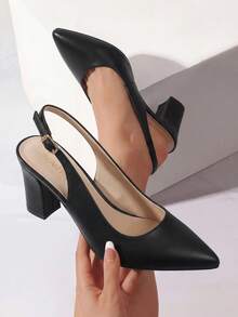 Escarpins pour femmes - Noir-PU - Voir 5