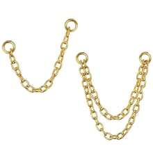 Pendientes chapados en oro de 14K, cadena colgante convertible para doble perforación, pendientes colgantes - Oro/plata - Ver 13