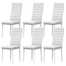 6 Pcs PU Leather Dining Chairs High Back Upholstered Kitchen Chairs With Metal Legs Water-Resistant For Home Restaurant - 白色 - 查看 1
